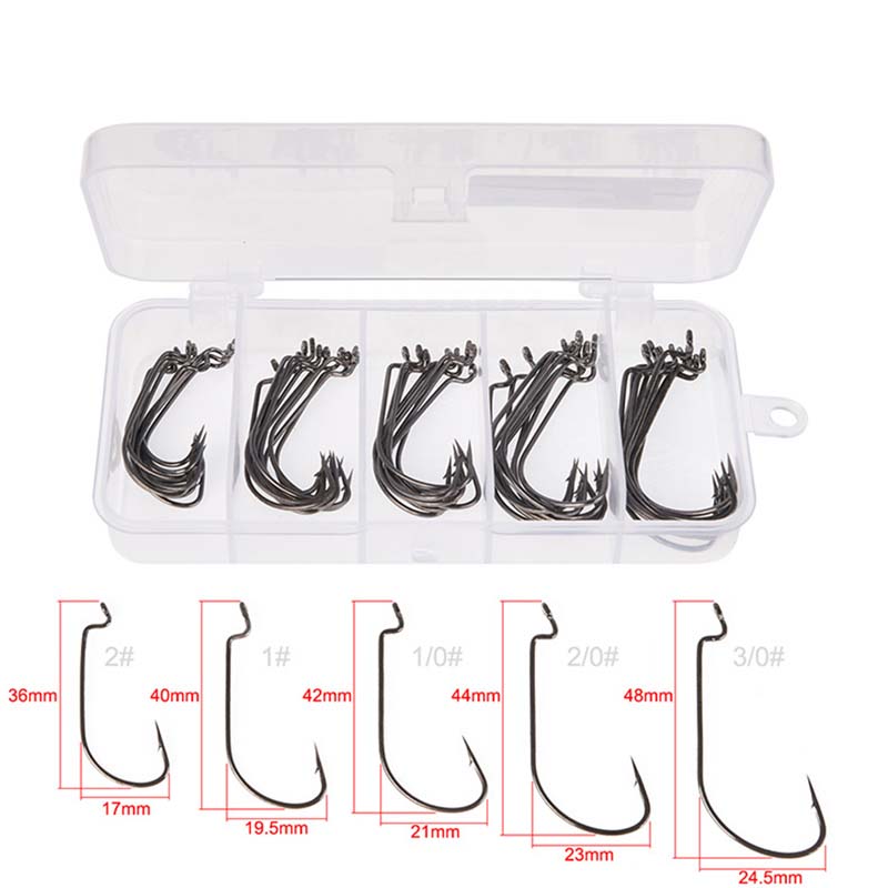 50Pcs/Box High Carbon Steel Fi - огляд і ціна Fishing Hook Offset