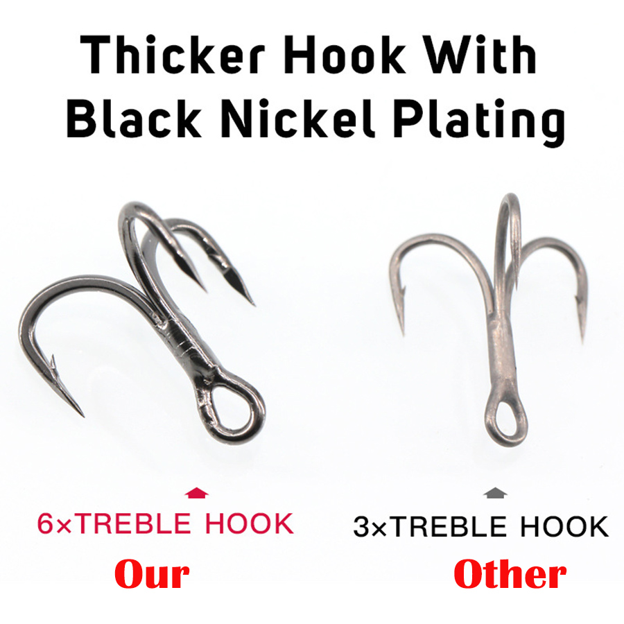 6X Fishing Treble Hooks Black  - огляд і ціна Fishing Hook Offset